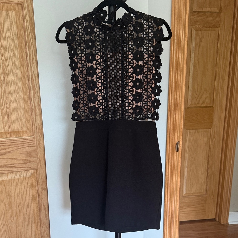 Endless Rose Black Floral Lace Mini Dress